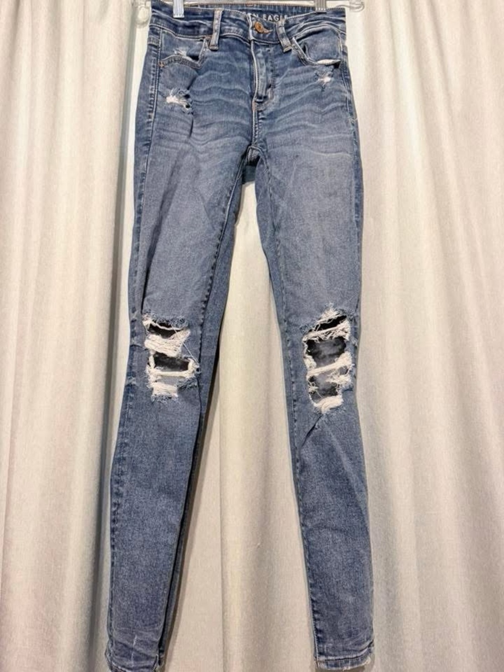 Distressed High-Rise Skinny Jeans
